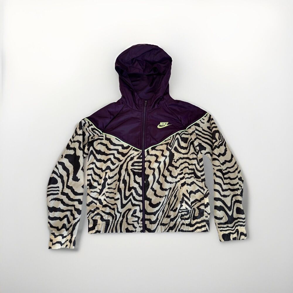 Nike Girls Windbreaker Jacket Size XL Purple Zebra Print Pattern